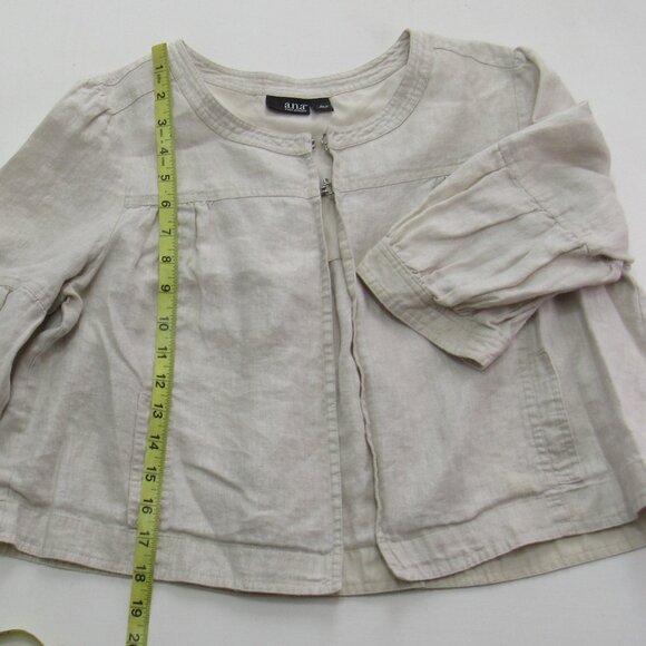 a.n.a Womens Chic Cream Bolero Cropped Round Neck 3/4 Sleeve Jacket Size L - Picture 6 of 7
